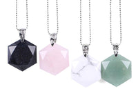 Faceted Hexagonal Natural Gem Stone Necklace (with Chain)
