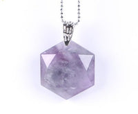 Faceted Hexagonal Natural Gem Stone Necklace (with Chain)