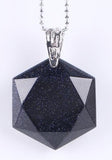 Faceted Hexagonal Natural Gem Stone Necklace (with Chain)