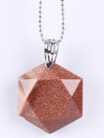Faceted Hexagonal Natural Gem Stone Necklace (with Chain)