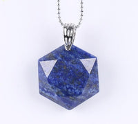Faceted Hexagonal Natural Gem Stone Necklace (with Chain)