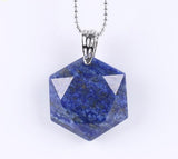 Faceted Hexagonal Natural Gem Stone Necklace (with Chain)