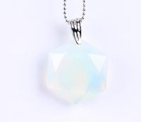 Faceted Hexagonal Natural Gem Stone Necklace (with Chain)