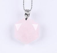 Faceted Hexagonal Natural Gem Stone Necklace (with Chain)