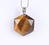 Faceted Hexagonal Natural Gem Stone Necklace (with Chain)