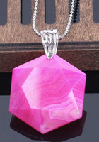 Faceted Hexagonal Natural Gem Stone Necklace (with Chain)