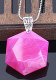 Faceted Hexagonal Natural Gem Stone Necklace (with Chain)