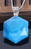 Faceted Hexagonal Natural Gem Stone Necklace (with Chain)