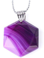 Faceted Hexagonal Natural Gem Stone Necklace (with Chain)