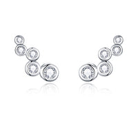 925 Sterling Silver 5 Circle Clear CZ Stud Earrings