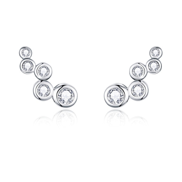 925 Sterling Silver 5 Circle Clear CZ Stud Earrings