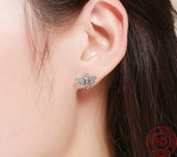 925 Sterling Silver Bee Clear and Orange CZ Stud Earrings