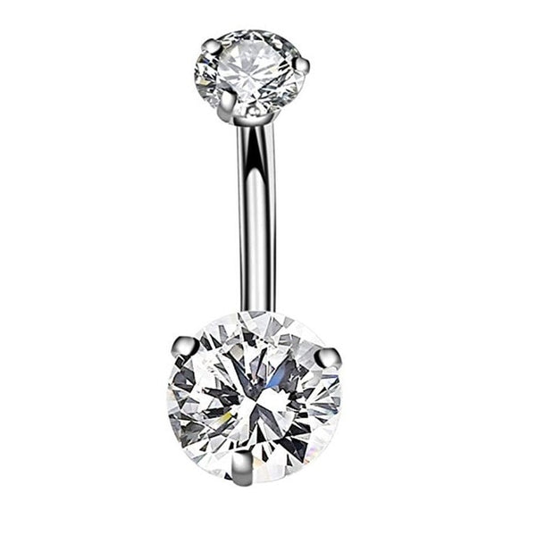 Double Solitaire Surgical Steel Belly Button CZ Jewellery