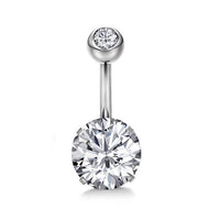 Single Bezel/Single Solitaire Surgical Steel Belly Button CZ Jewellery