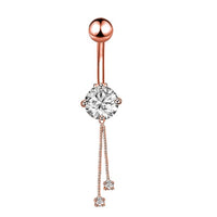 Ball and Solitaire Surgical Steel Belly Button CZ Jewellery