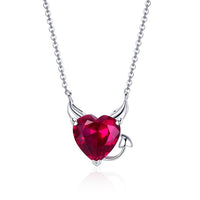 925 Sterling Silver Devil Red/Pink CZ Necklace