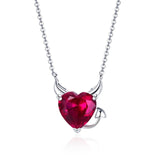 925 Sterling Silver Devil Red/Pink CZ Necklace