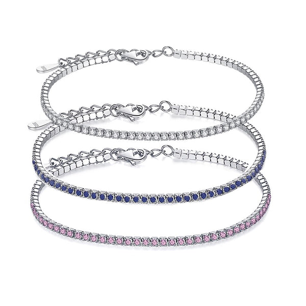 925 Sterling Silver CZ Tennis Bracelet - 3 Colours