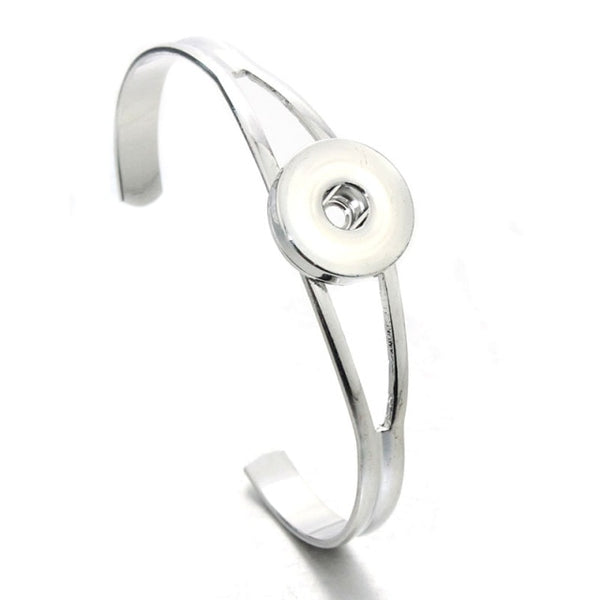 Silver Colour Open Snap Cuff Bangle