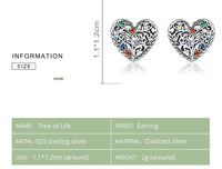 Tree of Life Jewelled 925 Sterling Silver Stud Earrings