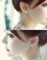 Zircon Flower Clip On Earrings