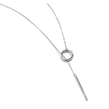 925 Sterling Silver Loop Through Circle Long Chain Necklace