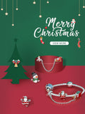 925 Sterling Silver Snowman with Green Scarf Christmas Charm