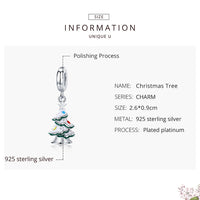 925 Sterling Silver Hanging White Christmas Tree Charm