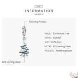 925 Sterling Silver Hanging White Christmas Tree Charm