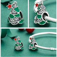 925 Sterling Silver Hanging Green Christmas Tree Charm