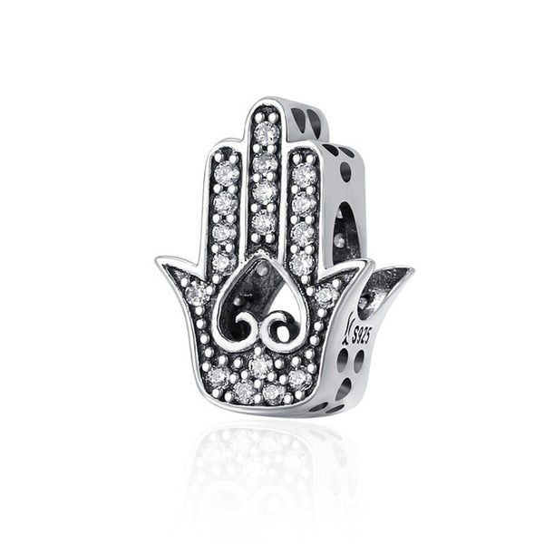 Hamsa Protective Hand 925 Sterling Silver Bead Charm