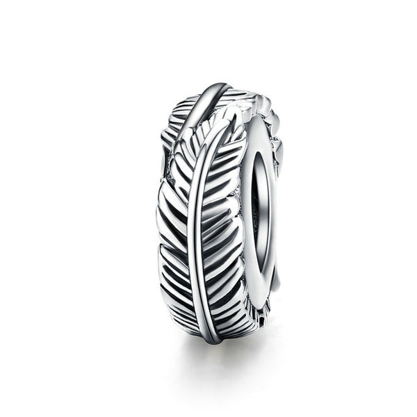 Plain Feather 925 Sterling Silver Bead Charm