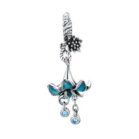 Blue Lily 925 Sterling Silver Hanging Bead Charm