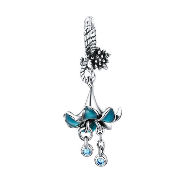 Blue Lily 925 Sterling Silver Hanging Bead Charm