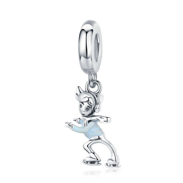 925 Sterling Silver Skater Boy Hanging Charm