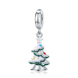 925 Sterling Silver Hanging White Christmas Tree Charm