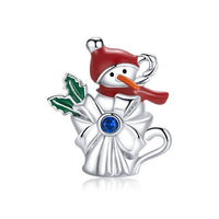 925 Sterling Silver Snowman In A Cup Christmas Charm