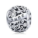 925 Sterling Silver Birthstone Round Bead Charm