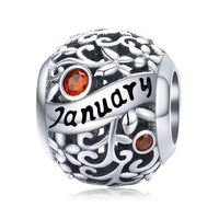 925 Sterling Silver Birthstone Round Bead Charm