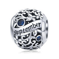 925 Sterling Silver Birthstone Round Bead Charm