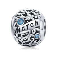 925 Sterling Silver Birthstone Round Bead Charm