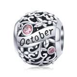 925 Sterling Silver Birthstone Round Bead Charm