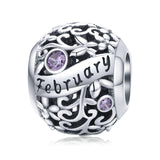 925 Sterling Silver Birthstone Round Bead Charm