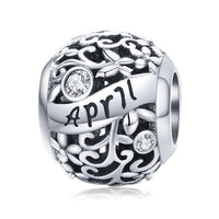 925 Sterling Silver Birthstone Round Bead Charm