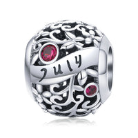 925 Sterling Silver Birthstone Round Bead Charm