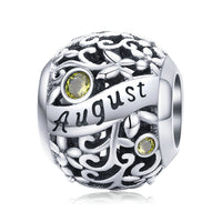 925 Sterling Silver Birthstone Round Bead Charm