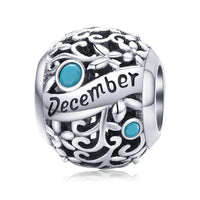 925 Sterling Silver Birthstone Round Bead Charm