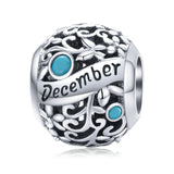 925 Sterling Silver Birthstone Round Bead Charm