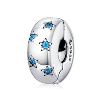 Aqua Stars 925 Sterling Silver Bead Charm