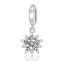 Snowflake Flower 925 Sterling Silver Hanging Bead Charm